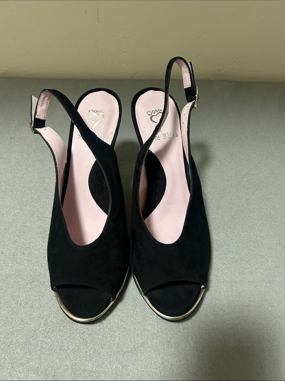 Sole Bliss - Suede Peep-Toe Slingback Heels